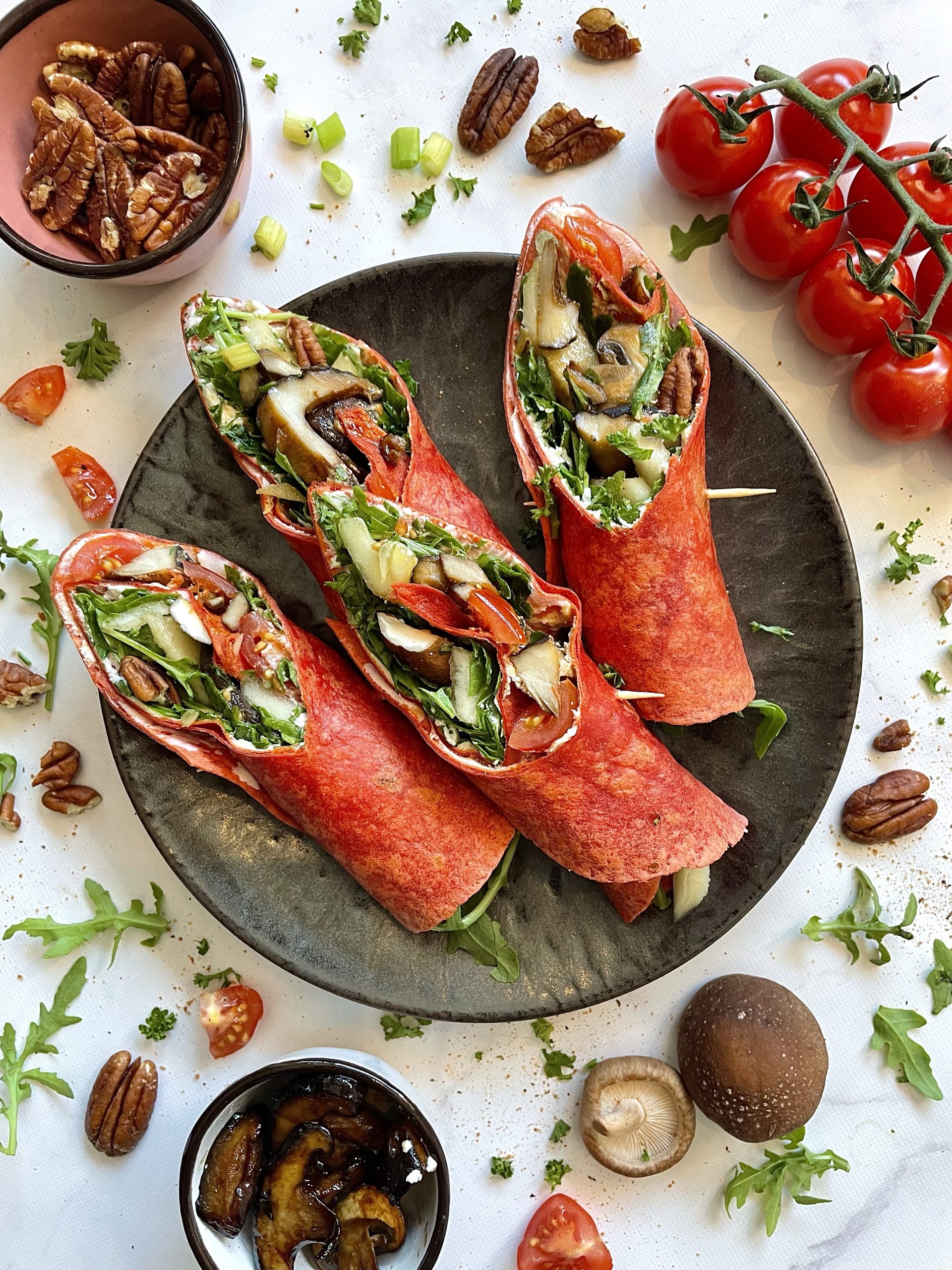 Wraps met geitenkaas en shiitake recept Food Places